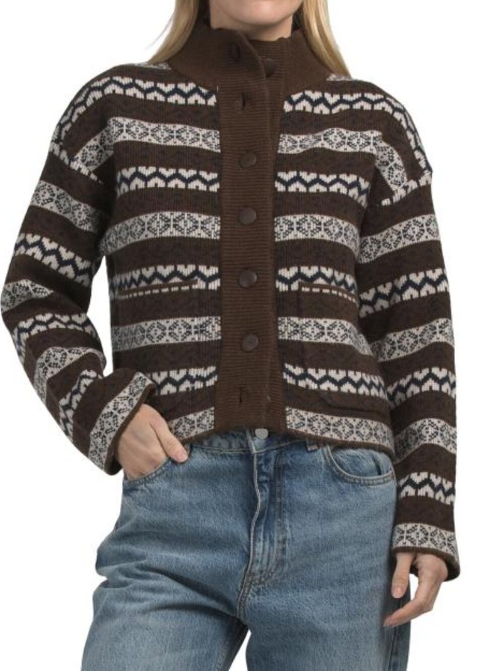 Joie Long Sleeve Mock Neck Sweater Jacket